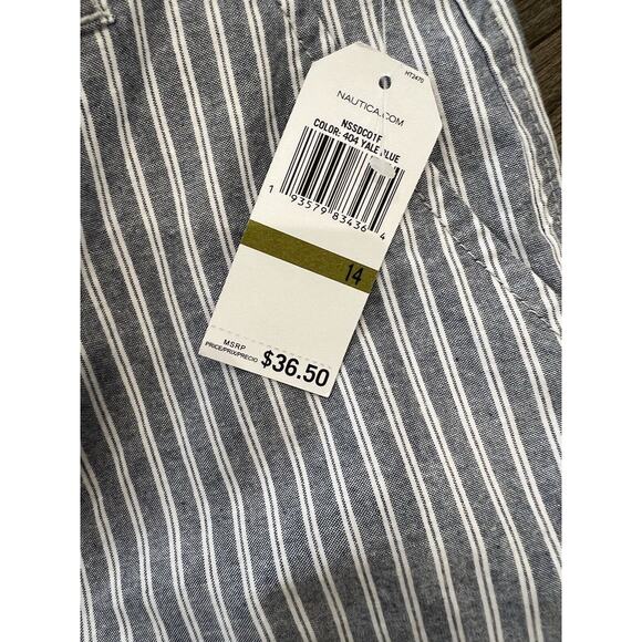 Nautica Boys Shorts Size 14 NWT Blue & White Stripe- Beach Family Photos - Picture 2 of 4